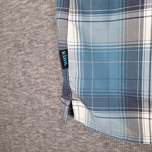 Kuhl Button Up Shirt Blue Mens Size Large Short Sleeve Plaid Outdoors - Picture 10 of 10